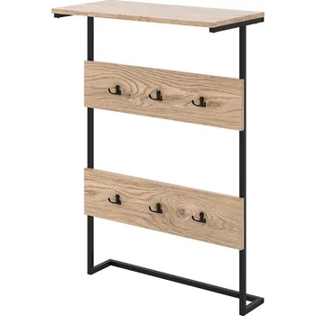 Věšák Nástěnný držák se 6 háčky a policí, přírodní