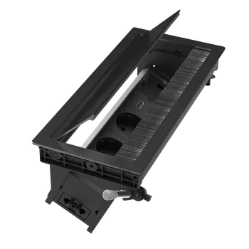 ASA 06146E00003 VERSAFLAP MONO 3.0 Vestavná zásuvková jednotka, 2x zásuvka, 1x nabíječka USB A+C, 1x volná pozice, GST IN, délka 263 mm, černá