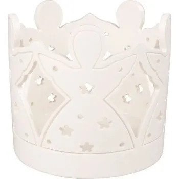 Svícen Svícen andílci porcelánový 10,5 x 10 x 10,5 cm