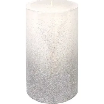 Svíčka Svíčka válec se stříbrným flitrem 70x130 mm