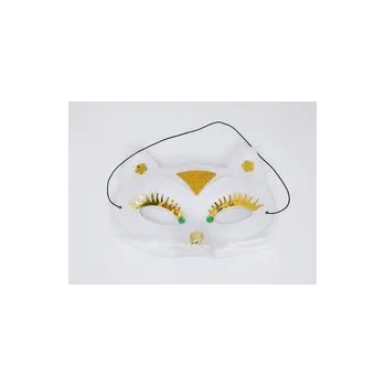 Karnevalová maska Maska Škraboška kočka bílá 17cm /9132/