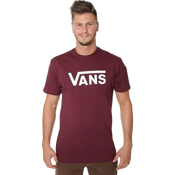 Pánské oblečení tričko Vans Classic - Burgundy/White M