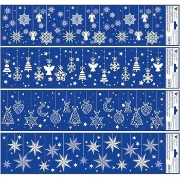 Okenní dekorace Okenní fólie pruhy visící ozdoby bílé s glitry 64 x 15 cm