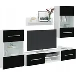 VidaXL 5dílná TV skříňka s LED osvětlením, matná černá