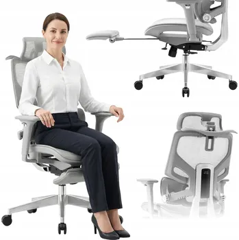 Ergonomická otočná kancelářská židle MARK ADLER šedá k psacímu stolu s podnožkou