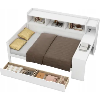 Postel Jednolůžková dřevěná postel Arhatreya 90x200 cm bílá