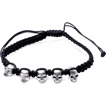 Náramek Náramek stahovací Lebky barva stříbra obvod cca 16 až 25 cm