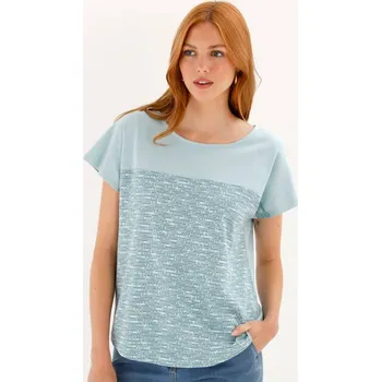 Dámská móda Tričko s kulatým výstřihem a potiskem melíru tyrkysová 54