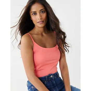 Top s úzkými ramínky, z bio bavlny korálová 50
