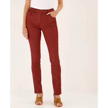 Dámské legíny Strečové keprové džegíny v členitém střihu švestková 48