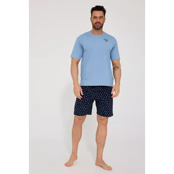 Pánské pyžamo PÁNSKÉ PYŽAMO KR 326/203 SPORT 2 BIG Modrá 5XL