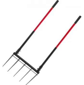 Vidle Široké vidle, 5hroté zahradní vidle s dvojitými sklolaminátovými rukojeťmi, odolné zahradní vidle, ergonomický ruční kultivátor ve tvaru U, zahradní nástroj pro kompostování, přesazování, provzdušňování