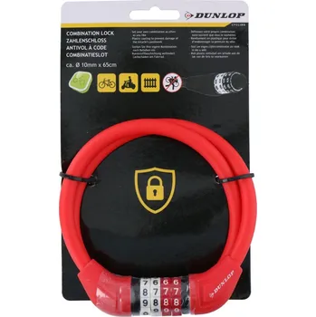 Zámek na kolo ZÁMEK NA KOLO DUNLOP LINKA S ŠIFROU 1.0x65CM - ČERVENÝ