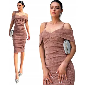 Dámské šaty Koktejlové šaty Edoti Glamour Midi, velikost XS