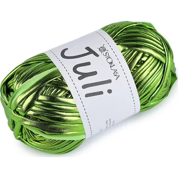 Příze Pletací příze Juli metalická 100 g Varianta: 13 zelená sv., Balení: 1 ks