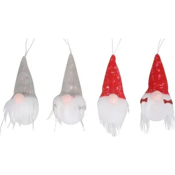 Vánoční dekorace Skřítek na zavěšení s lesklou čepicí 8 cm