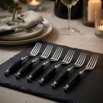 Příbor BUGATTI Country černý 6 ks - nerezové dezertní vidličky