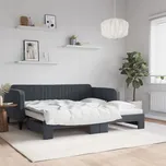 VidaXL Rozkládací pohovka, tmavě šedá, 90x190 cm, samet