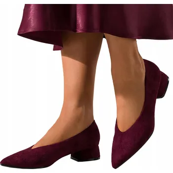 Dámská obuv BORDÓ Baleríny Dámské POHODLNÉ Módní Nízký Podpatek Výřez Vpředu vel. 39