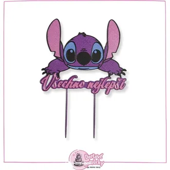 Party dekorace Stitch Všechno nejlepší - plastový zápich