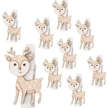 Vánoce Sob dřevěný na kolíčku 2,5 x 4 x 0,3 cm, 9 ks v sáčku