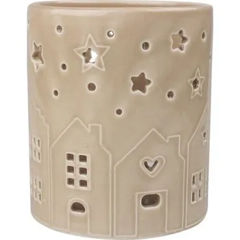Svícen Svícen s domky porcelánový 10 x 11 x 10 cm [A]