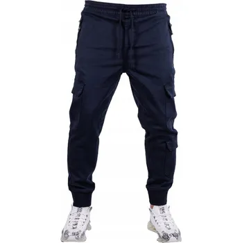 Pánské kalhoty Pánské kalhoty JOGGERY kapsáče námořnická modrá BOXEL vel. 36
