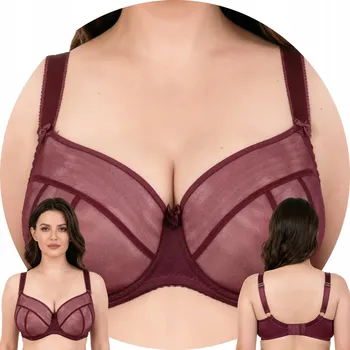 Podprsenka Vivisence 1090 bordový tyl s kosticemi Podprsenka soft 75E MĚKKÁ