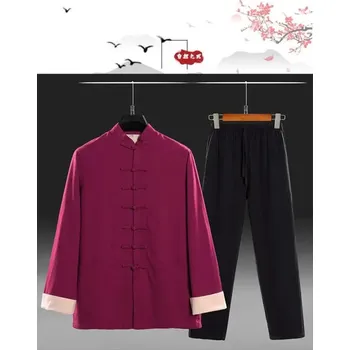 Pánská móda Best Fashion Pánský tradiční komplet v orientálním stylu Barva: Vínová, Velikost: 3XL