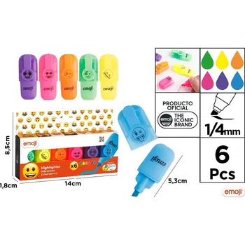Zvýrazňovač Zvýrazňovač 5 barev na blistru EMOJI