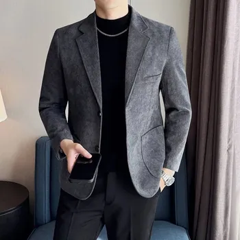 Best Fashion Pánské manšestrové sako pro společenské příležitosti Barva: Tmavě Šedá, Velikost: XL