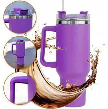 Termoska TERMOHRNEK S UCHEM A BRČKEM TERMOS 1L FIALOVÝ LAHEV NA PITÍ DO AUTA