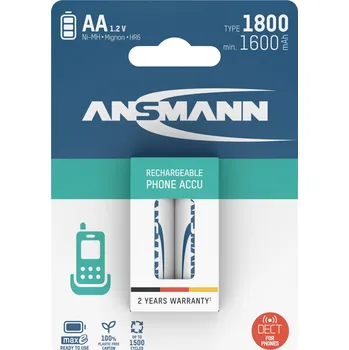 Článková baterie Ansmann 1312-0038 akumulátor AA, Ni-MH, 1600 mAh, 1.2 V, 2 ks