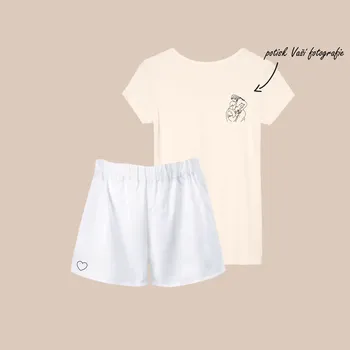 Dámské pyžamo Pyžamový set s potiskem FOTOGRAFIE, pro ženu Barva: Bílá, Velikosti: XS