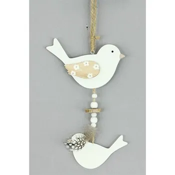 Ptáček, dřevěná dekorace na pověšení Barva: bílá