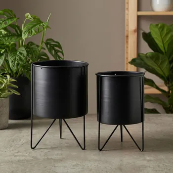 Obal na květináč Květináče / MONDEX SWEN černý 2 ks kovové květináče / MONDEX SWEN černý 2 ks dekorativní zrcadlo