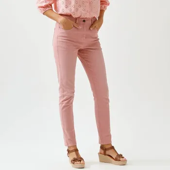 Dámská móda Úzké kalhoty s vysokým pasem, střední výška postavy růžové dřevo 36