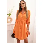 Košilové šaty se zapínáním na knoflíky a zavazováním v pase pomeranč Barva: Orange, Velikost: universal