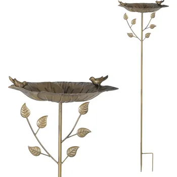 Vánoční ozdoba Autronic Zápich kovový - zahradní dekorace, list s ptáčkem. - UM0874 COP