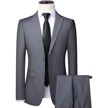 Pánský oblek Best Fashion Pánský oblek slim střihu pro business a svatby Barva: Šedá, Velikost: 5XL