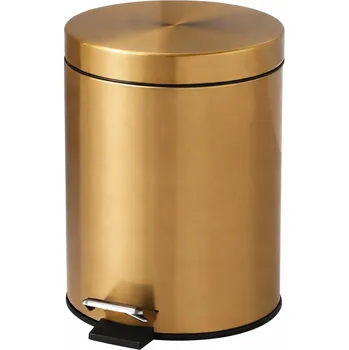 Odpadkový koš Odpadkový koš 5L pedálový zlatý kovový s víkem a vnitřní nádobou do koupelny