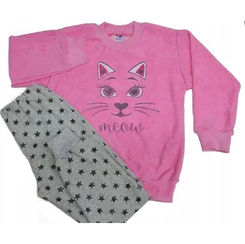 Dámské pyžamo FROTÉ PYŽAMO RŮŽOVÉ/HVĚZDIČKY S KOČIČKOU VEL. 122 SUTEX