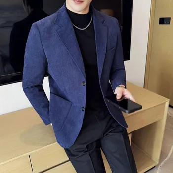 Pánské sako Best Fashion Pánské manšestrové sako pro společenské příležitosti Barva: Tmavě Modrá, Velikost: M