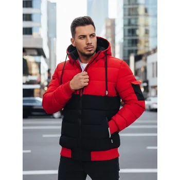 Pánský kabát Dstreet Pánská bunda zimní s kapucí TX5097 Barva: Červená, Velikost: XL