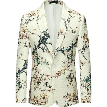 Best Fashion Pánské sako s moderním potiskem pro stylový vzhled Barva: Bílá, Velikost: M