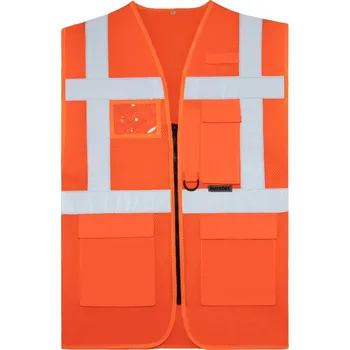 pracovní vesta Korntex Vesta KXCMMF – Larisa, síťovaná, multifunkční, reflexní, unisex COT76CMMFzv904-hi vis oran XL Oranžová fluorescent