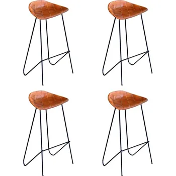 Barová židle vidaXL Marketos Barové židle 4 ks hnědé pravá kůže