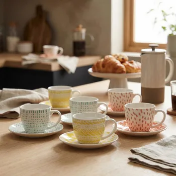 TOGNANA Iris Agua 80 ml 6 pcs. - porcelánové šálky na espresso s podšálky