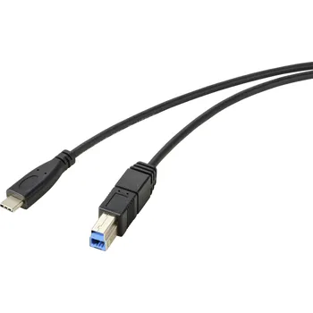 Prodlužovací kabel Renkforce USB kabel USB 3.2 Gen1 USB-C ® zástrčka, USB-B zástrčka 1.80 m černá kompletní stínění RF-5720408