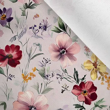 Zbytek - Látka matná na plavky, fitness oblečení růžové květy Muan